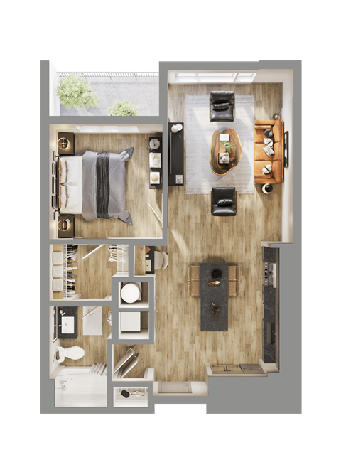 a floor plan of a house with a bedroom and a living room at Bemiston Place Apartments, Clayton, 63105